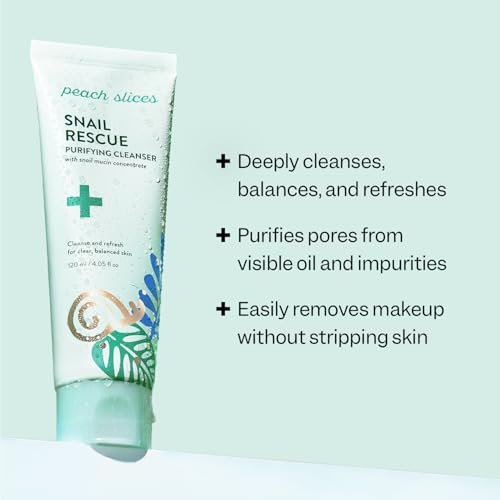 Peach Slices Snail Rescue Purifying Cleanser - Snail Mucin Face Wash with Pine Bark, Hyaluronic Acid & Cica - Korean Skin Care, 4.05 oz - görsel 4