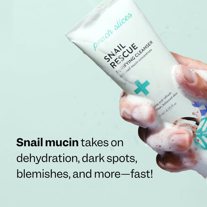 Peach Slices Snail Rescue Purifying Cleanser - Snail Mucin Face Wash with Pine Bark, Hyaluronic Acid & Cica - Korean Skin Care, 4.05 oz