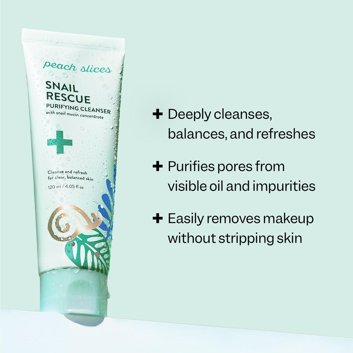 Peach Slices Snail Rescue Purifying Cleanser - Snail Mucin Face Wash with Pine Bark, Hyaluronic Acid & Cica - Korean Skin Care, 4.05 oz - görsel 3