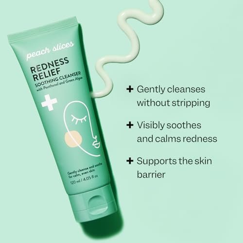 Peach Slices Redness Relief Soothing Cleanser - 4.05 oz - Gentle Vegan Face Wash with Panthenol, Green Algae & Rhodomyrtus for Calm, Even Skin Avelisse