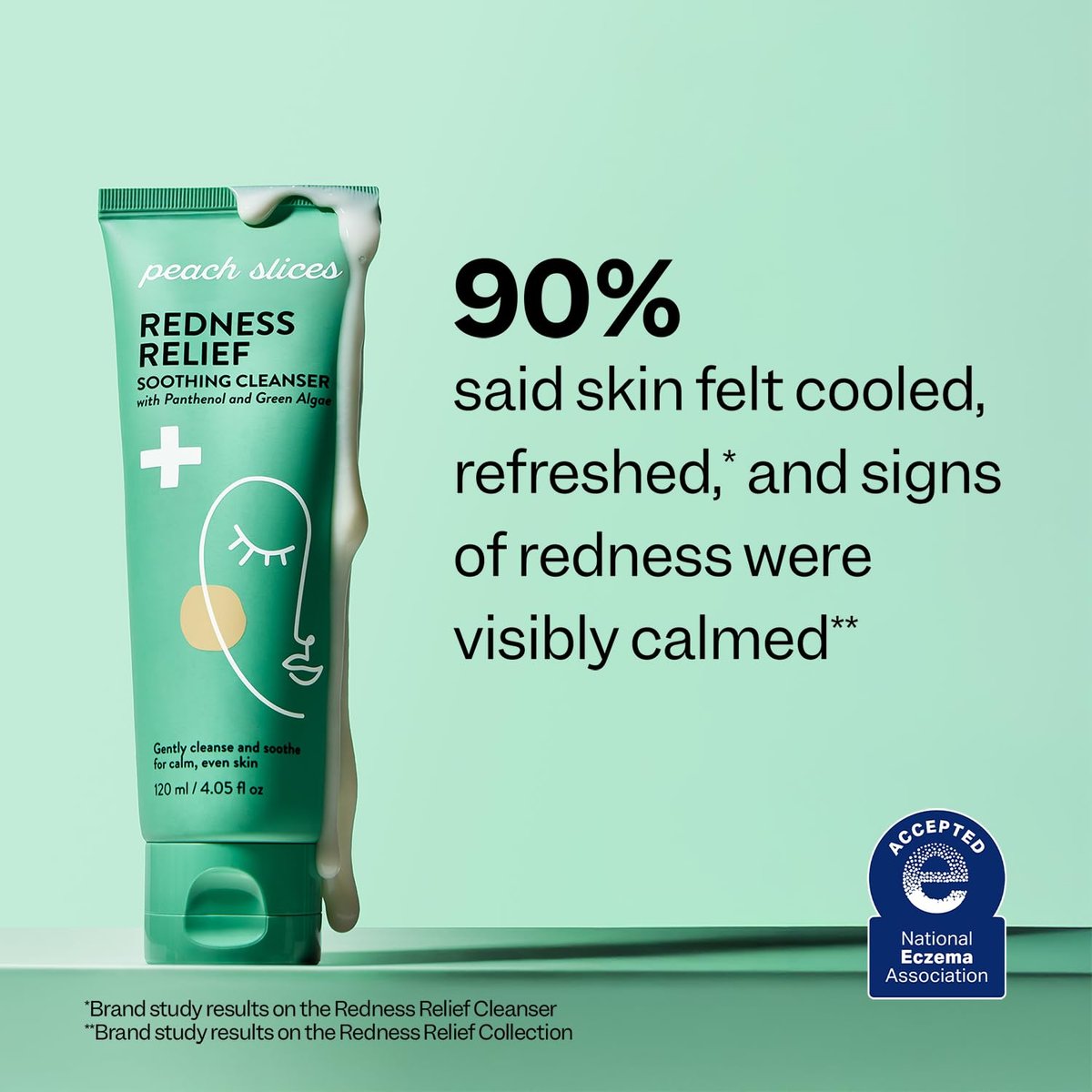 Peach Slices Redness Relief Soothing Cleanser - 4.05 oz - Gentle Vegan Face Wash with Panthenol, Green Algae & Rhodomyrtus for Calm, Even Skin Avelisse