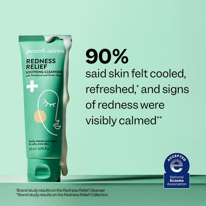 Peach Slices Redness Relief Soothing Cleanser - 4.05 oz - Gentle Vegan Face Wash with Panthenol, Green Algae & Rhodomyrtus for Calm, Even Skin Avelisse