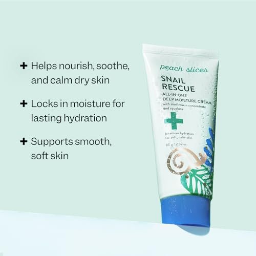 Peach Slices Snail Rescue All-in-One Deep Moisture Cream - Intensive Hydration with Snail Mucin, Squalane & Hyaluronic Acid - 2.82 oz - Clean, Cruelty-Free Korean Skincare - görsel 4