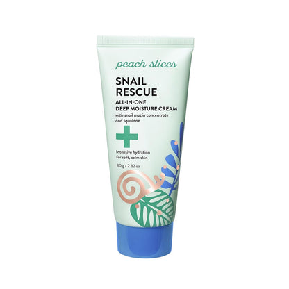 Peach Slices Snail Rescue All-in-One Deep Moisture Cream - Intensive Hydration with Snail Mucin, Squalane & Hyaluronic Acid - 2.82 oz - Clean, Cruelty-Free Korean Skincare