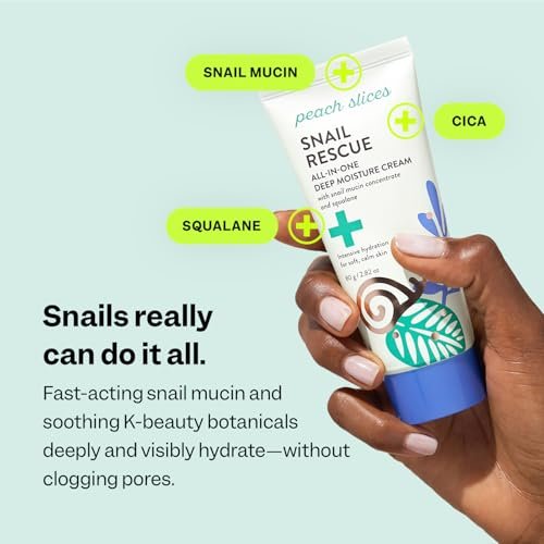 Peach Slices Snail Rescue All-in-One Deep Moisture Cream - Intensive Hydration with Snail Mucin, Squalane & Hyaluronic Acid - 2.82 oz - Clean, Cruelty-Free Korean Skincare - görsel 6