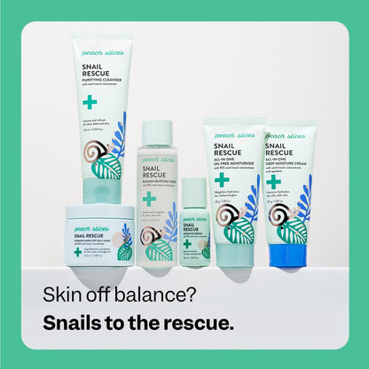 Peach Slices Snail Rescue All-in-One Deep Moisture Cream - Intensive Hydration with Snail Mucin, Squalane & Hyaluronic Acid - 2.82 oz - Clean, Cruelty-Free Korean Skincare