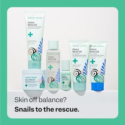 Peach Slices Snail Rescue Purifying Cleanser - Snail Mucin Face Wash with Pine Bark, Hyaluronic Acid & Cica - Korean Skin Care, 4.05 oz