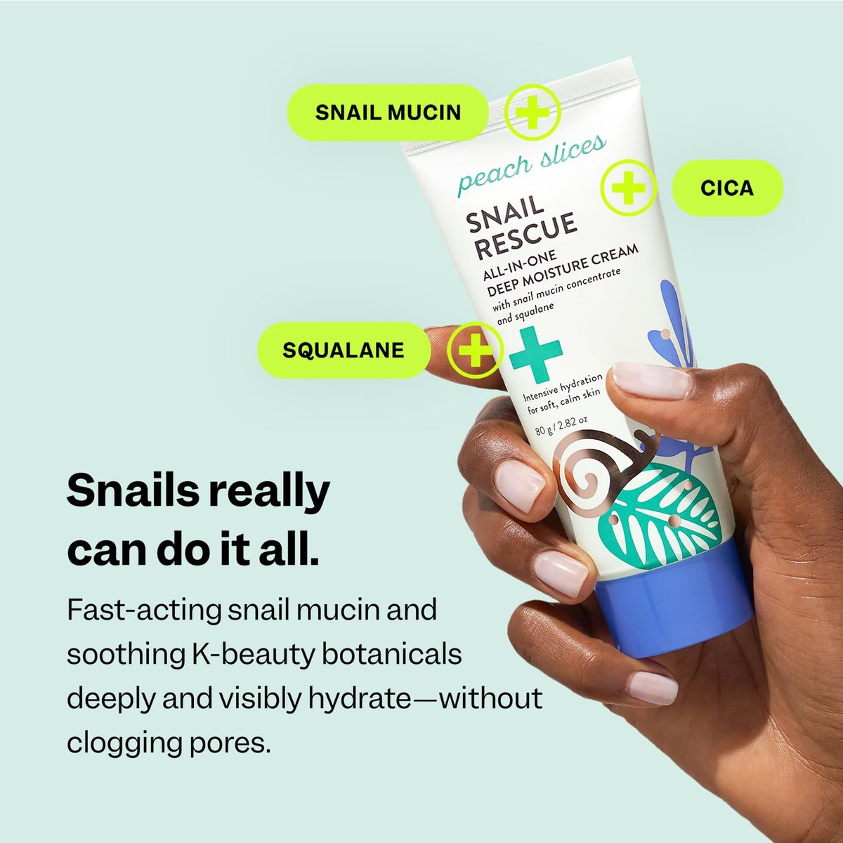 Peach Slices Snail Rescue All-in-One Deep Moisture Cream - Intensive Hydration with Snail Mucin, Squalane & Hyaluronic Acid - 2.82 oz - Clean, Cruelty-Free Korean Skincare - görsel 5