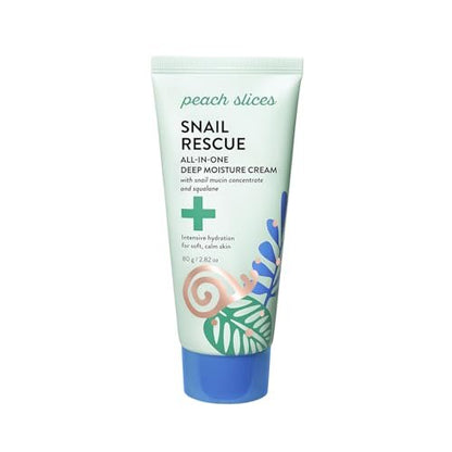 Peach Slices Snail Rescue All-in-One Deep Moisture Cream - Intensive Hydration with Snail Mucin, Squalane & Hyaluronic Acid - 2.82 oz - Clean, Cruelty-Free Korean Skincare