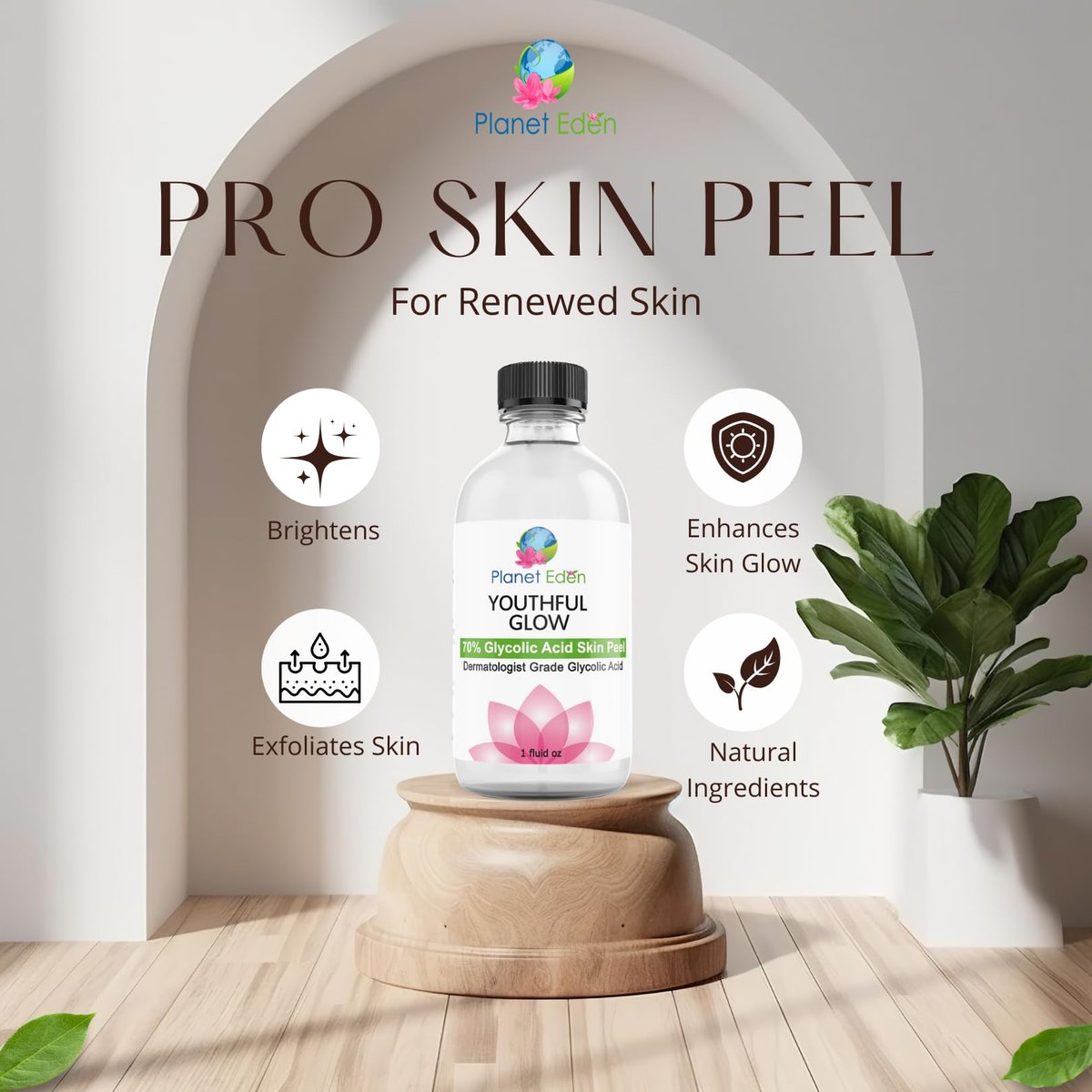 70% Glycolic Acid Skin Chemical Peel Kit with Fan Brush - Reduce Fine Lines, Wrinkles, Sun Damage, Dull Skin - 1 Kit Avelisse