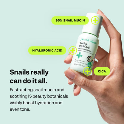 Peach Slices Snail Rescue Intensive Serum – 95% Snail Mucin, Birch Juice & Hyaluronic Acid – Korean Skin Care, Clean & Cruelty Free Avelisse