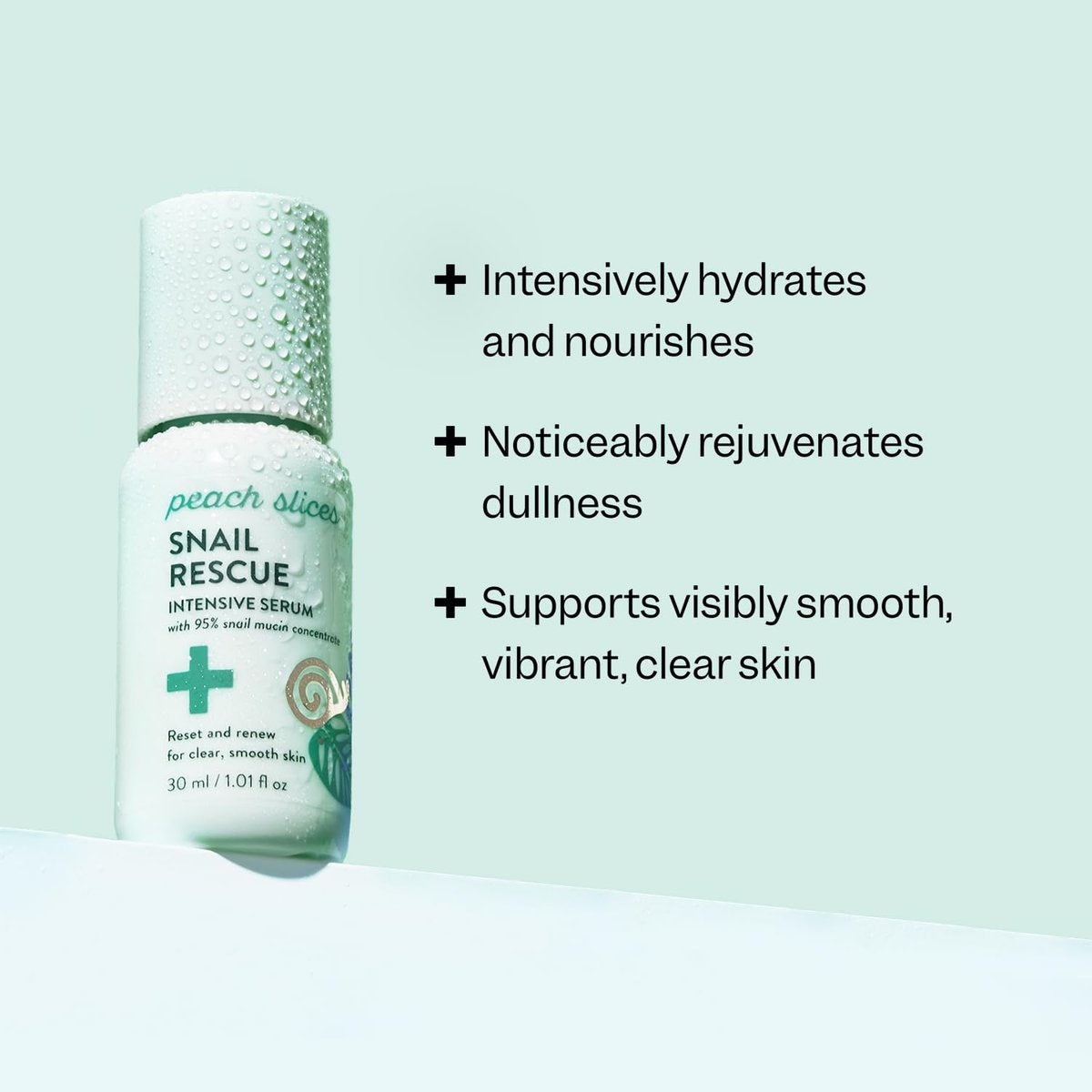 Peach Slices Snail Rescue Intensive Serum – 95% Snail Mucin, Birch Juice & Hyaluronic Acid – Korean Skin Care, Clean & Cruelty Free Avelisse