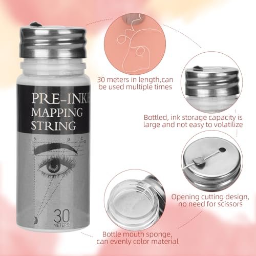 ATOMUS Brow Mapping String Set – 30m White Thread, 10g White Paste & 2 Brushes for Precise Eyebrow Mapping - görsel 8