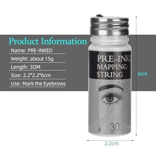 ATOMUS Brow Mapping String Set – 30m White Thread, 10g White Paste & 2 Brushes for Precise Eyebrow Mapping - görsel 6