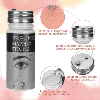 ATOMUS Brow Mapping String Set – 30m White Thread, 10g White Paste & 2 Brushes for Precise Eyebrow Mapping
