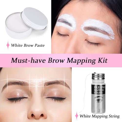 ATOMUS Brow Mapping String Set – 30m White Thread, 10g White Paste & 2 Brushes for Precise Eyebrow Mapping - görsel 4