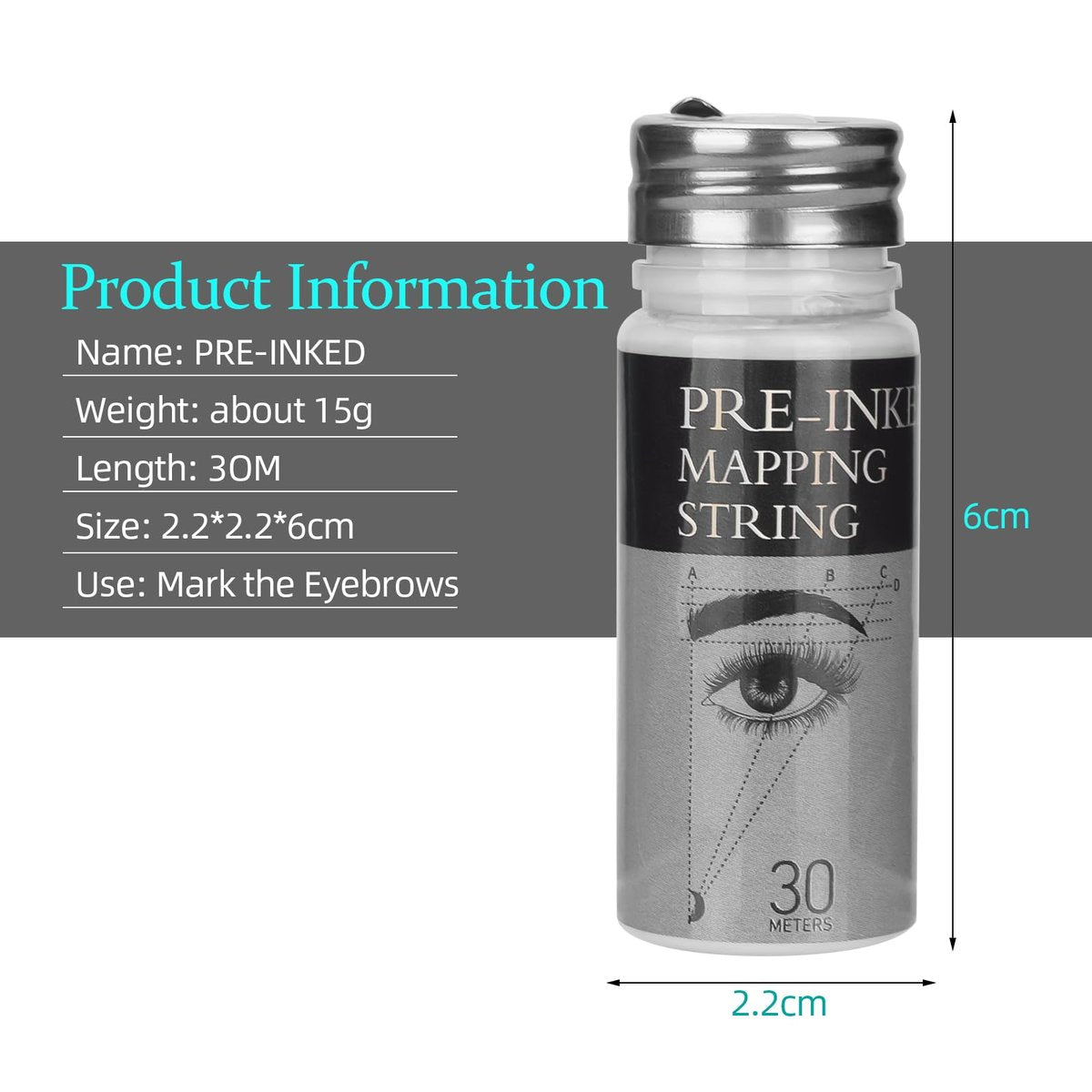 ATOMUS Brow Mapping String Set – 30m White Thread, 10g White Paste & 2 Brushes for Precise Eyebrow Mapping - görsel 5
