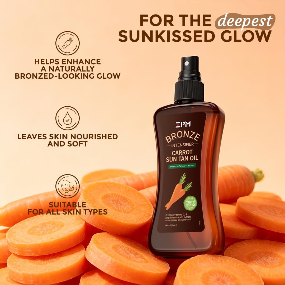 Carrot Sun Tanning Oil Spray – Natural Moisturizing Tan Intensifier for Medium to Deep Skin, Vegan & Cruelty-Free, 8 oz - görsel 11