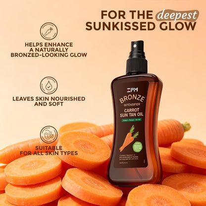 Carrot Sun Tanning Oil Spray – Natural Moisturizing Tan Intensifier for Medium to Deep Skin, Vegan & Cruelty-Free, 8 oz