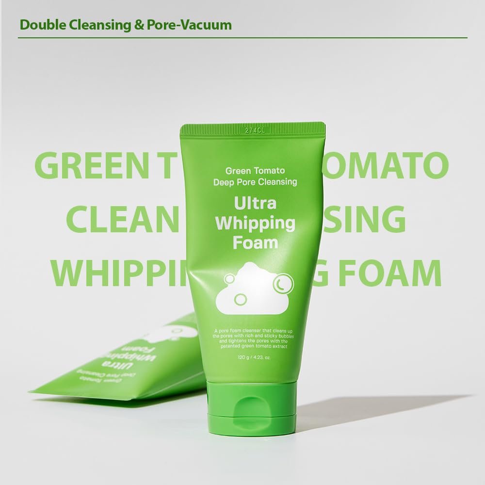SUNGBOON EDITOR Green Tomato Deep Pore Cleansing Whipping Foam – Korean Face Wash for Oily Skin, Blackhead Remover & Pore Minimizer, Hydrating Foaming Cleanser, 4.23 oz Avelisse