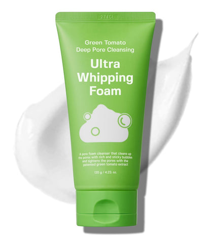 SUNGBOON EDITOR Green Tomato Deep Pore Cleansing Whipping Foam – Korean Face Wash for Oily Skin, Blackhead Remover & Pore Minimizer, Hydrating Foaming Cleanser, 4.23 oz Avelisse