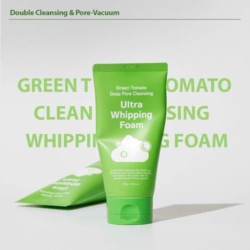 SUNGBOON EDITOR Green Tomato Deep Pore Cleansing Whipping Foam – Korean Face Wash for Oily Skin, Blackhead Remover & Pore Minimizer, Hydrating Foaming Cleanser, 4.23 oz Avelisse