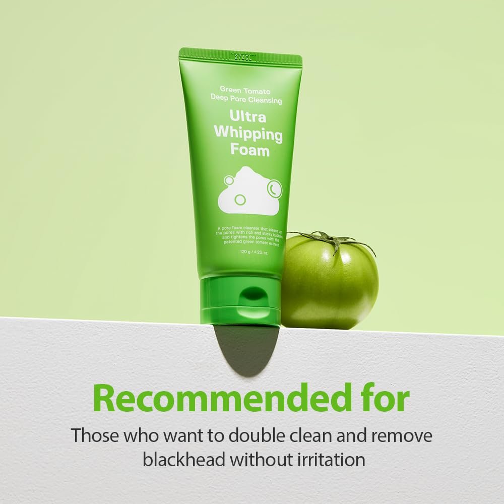 SUNGBOON EDITOR Green Tomato Deep Pore Cleansing Whipping Foam – Korean Face Wash for Oily Skin, Blackhead Remover & Pore Minimizer, Hydrating Foaming Cleanser, 4.23 oz Avelisse