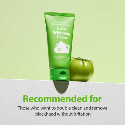 SUNGBOON EDITOR Green Tomato Deep Pore Cleansing Whipping Foam – Korean Face Wash for Oily Skin, Blackhead Remover & Pore Minimizer, Hydrating Foaming Cleanser, 4.23 oz Avelisse