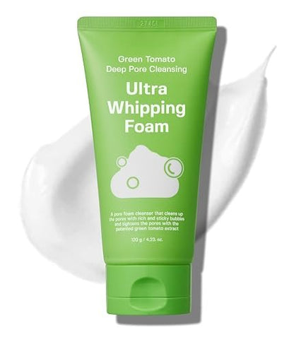 SUNGBOON EDITOR Green Tomato Deep Pore Cleansing Whipping Foam – Korean Face Wash for Oily Skin, Blackhead Remover & Pore Minimizer, Hydrating Foaming Cleanser, 4.23 oz Avelisse