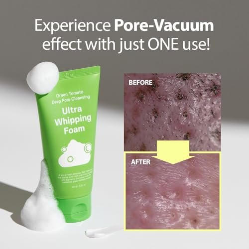 SUNGBOON EDITOR Green Tomato Deep Pore Cleansing Whipping Foam – Korean Face Wash for Oily Skin, Blackhead Remover & Pore Minimizer, Hydrating Foaming Cleanser, 4.23 oz Avelisse