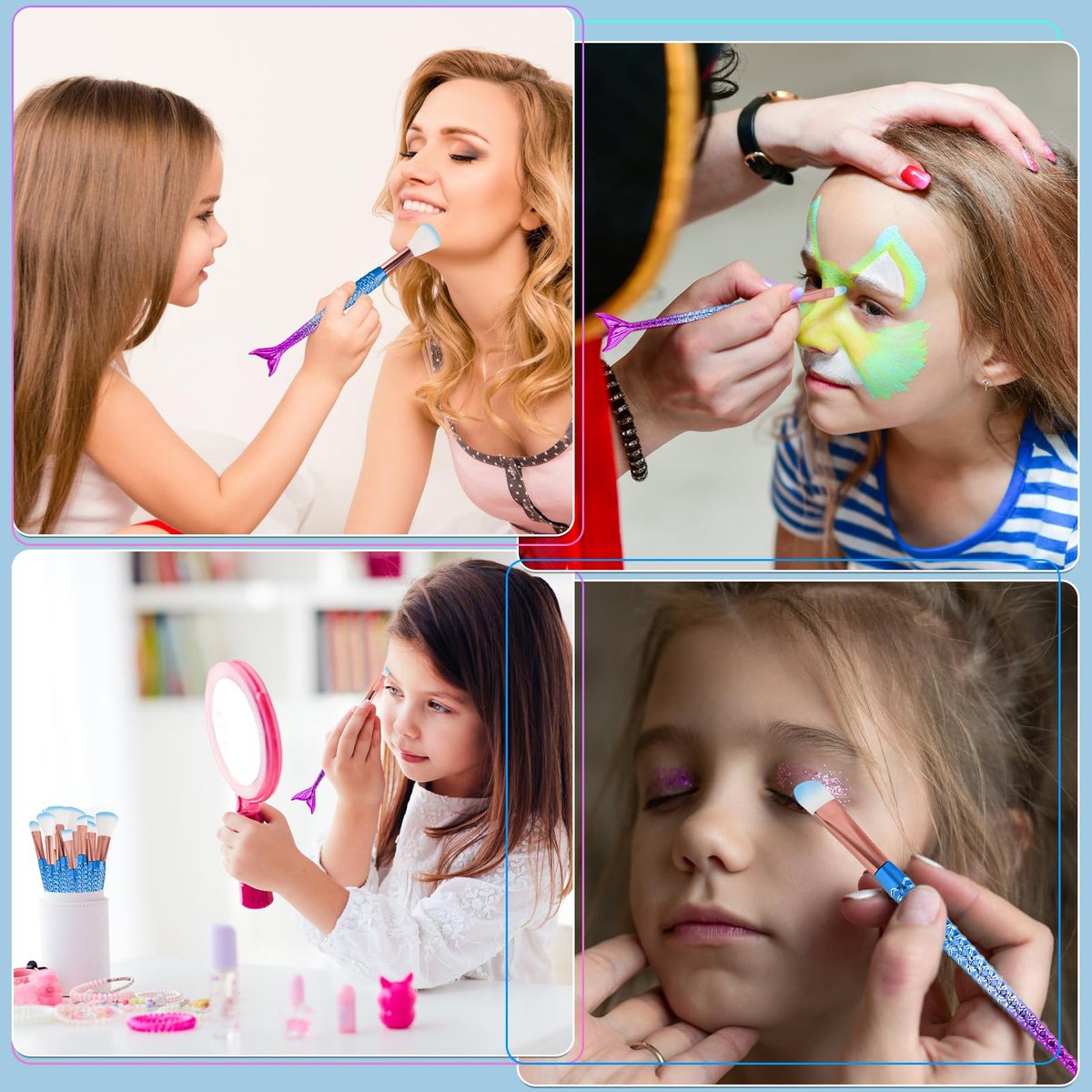 NICEMOVIC Frozen Princess Makeup Brushes Set - 20-Piece Kids Makeup Kit, Stocking Stuffers for Girls, Teen Girl Gifts - görsel 3