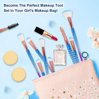 NICEMOVIC Frozen Princess Makeup Brushes Set - 20-Piece Kids Makeup Kit, Stocking Stuffers for Girls, Teen Girl Gifts
