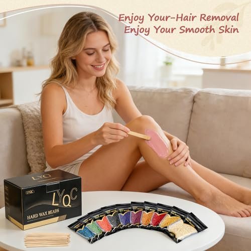 LYQC 2.2lbs Hair Removal Wax Beads - Professional Hard Wax Beads 1000g with 20 Applicators, Painless Full Body Wax for Men and Women Avelisse