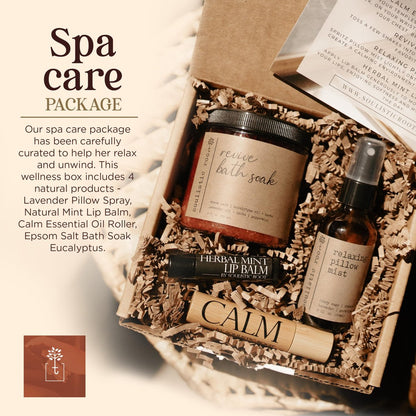 SOULISTIC ROOT Self-Care Set - Luxury Spa Bath Kit with Pillow Mist, Cooling Lip Balm, Essential Oil Roller & Epsom Salt Bath Soak, Holistic Gifts for Him & Her Avelisse