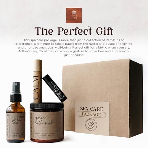 SOULISTIC ROOT Self-Care Set - Luxury Spa Bath Kit with Pillow Mist, Cooling Lip Balm, Essential Oil Roller & Epsom Salt Bath Soak, Holistic Gifts for Him & Her Avelisse