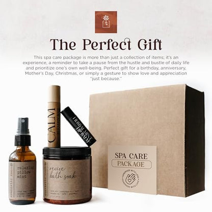 SOULISTIC ROOT Self-Care Set - Luxury Spa Bath Kit with Pillow Mist, Cooling Lip Balm, Essential Oil Roller & Epsom Salt Bath Soak, Holistic Gifts for Him & Her Avelisse