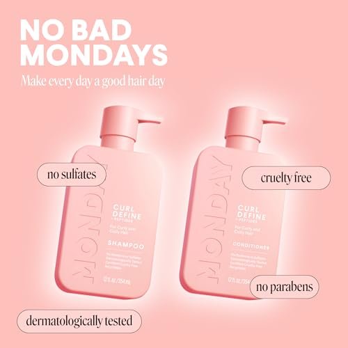 MONDAY HAIRCARE Curl Define Shampoo + Conditioner Set – Nourish Curls, Tame Frizz with Coconut Oil & Shea Butter, 2 x 12 oz, 100% Recyclable Bottles - görsel 12