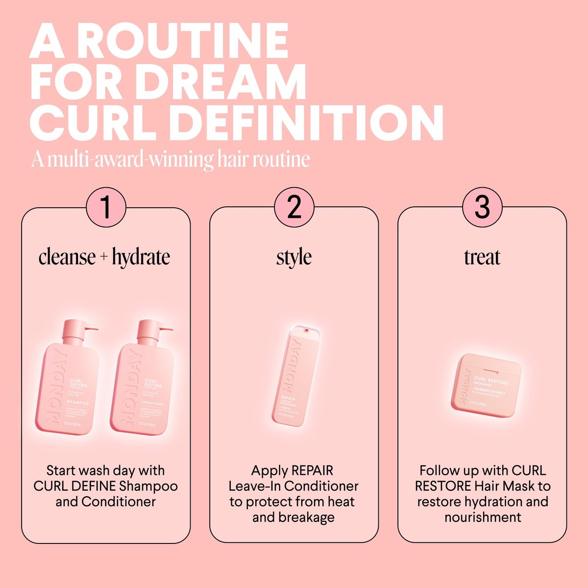 MONDAY HAIRCARE Curl Define Shampoo + Conditioner Set – Nourish Curls, Tame Frizz with Coconut Oil & Shea Butter, 2 x 12 oz, 100% Recyclable Bottles - görsel 15