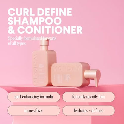 MONDAY HAIRCARE Curl Define Shampoo + Conditioner Set – Nourish Curls, Tame Frizz with Coconut Oil & Shea Butter, 2 x 12 oz, 100% Recyclable Bottles