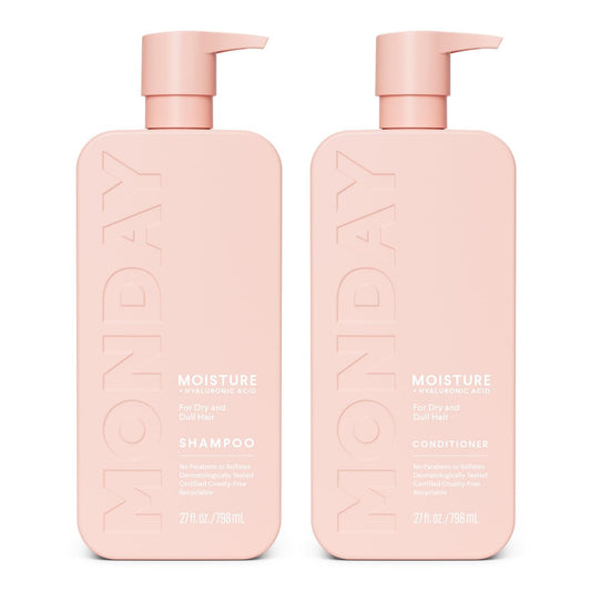 MONDAY HAIRCARE Moisture Shampoo + Conditioner Bathroom Set (2 Count) 27 oz Each for Dry, Coarse, Stressed, Frizzy Hair Avelisse