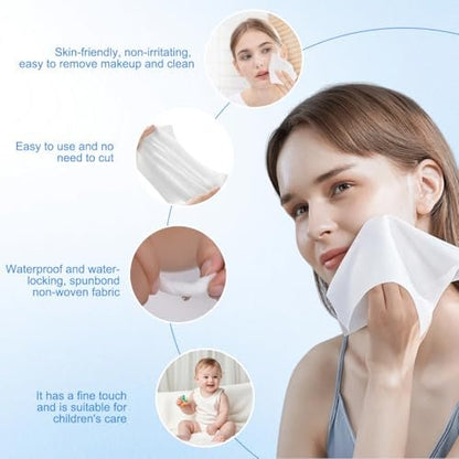 UPSTORE Disposable Cleaning Face Towels – 40-Piece Roll of Non-Woven Facial Wipes for Makeup Removal and Gentle Cleansing