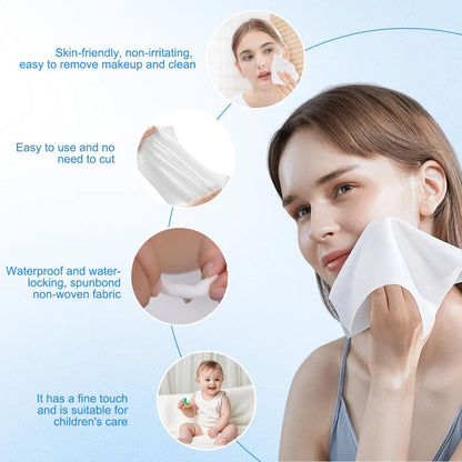 UPSTORE Disposable Cleaning Face Towels – 40-Piece Roll of Non-Woven Facial Wipes for Makeup Removal and Gentle Cleansing