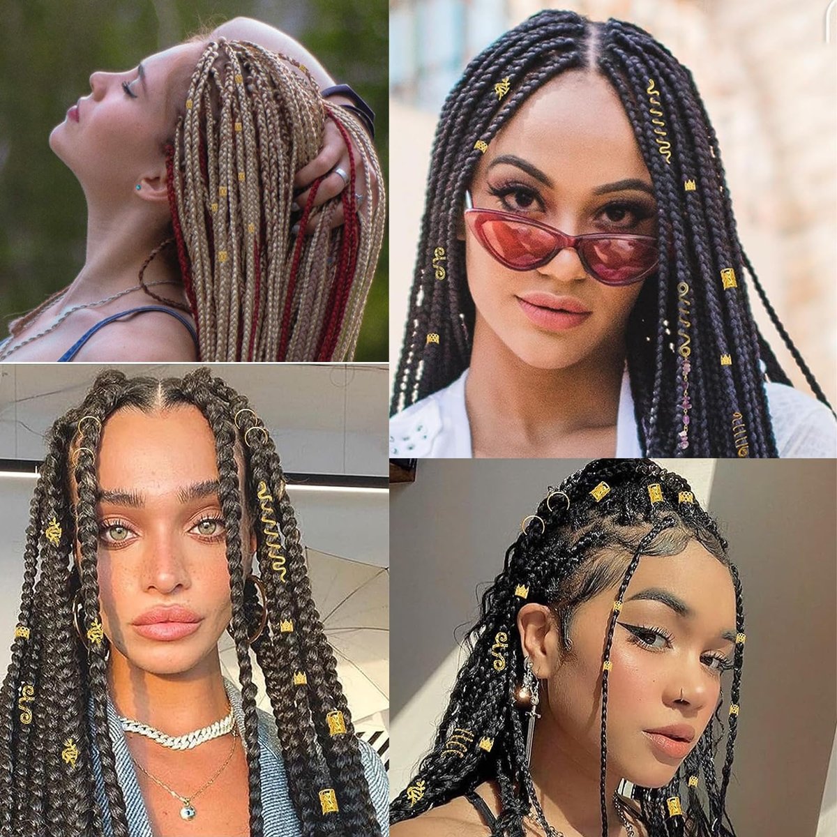 Tuefuzy 280 Pcs Gold Hair Jewelry Braid Set – Metal Hair Rings, Cuffs & Clips for Dreadlock Accessories - görsel 11