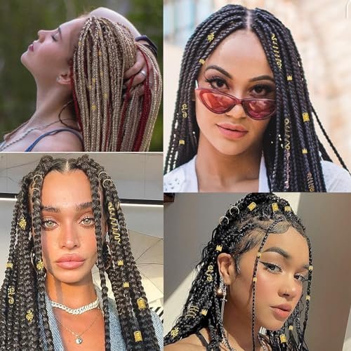 Tuefuzy 280 Pcs Gold Hair Jewelry Braid Set – Metal Hair Rings, Cuffs & Clips for Dreadlock Accessories - görsel 12