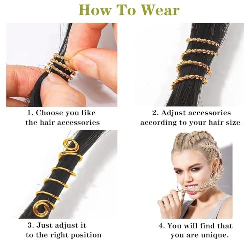 Tuefuzy 280 Pcs Gold Hair Jewelry Braid Set – Metal Hair Rings, Cuffs & Clips for Dreadlock Accessories - görsel 8