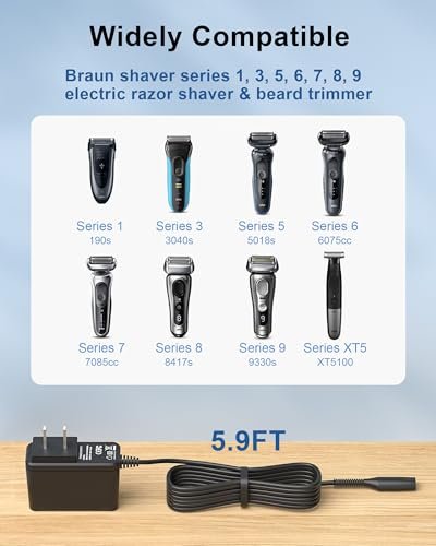 FGIEU 12V Shaver Charger for Braun Series 7, 9, 3, 5, 1, XT5 Electric Razor