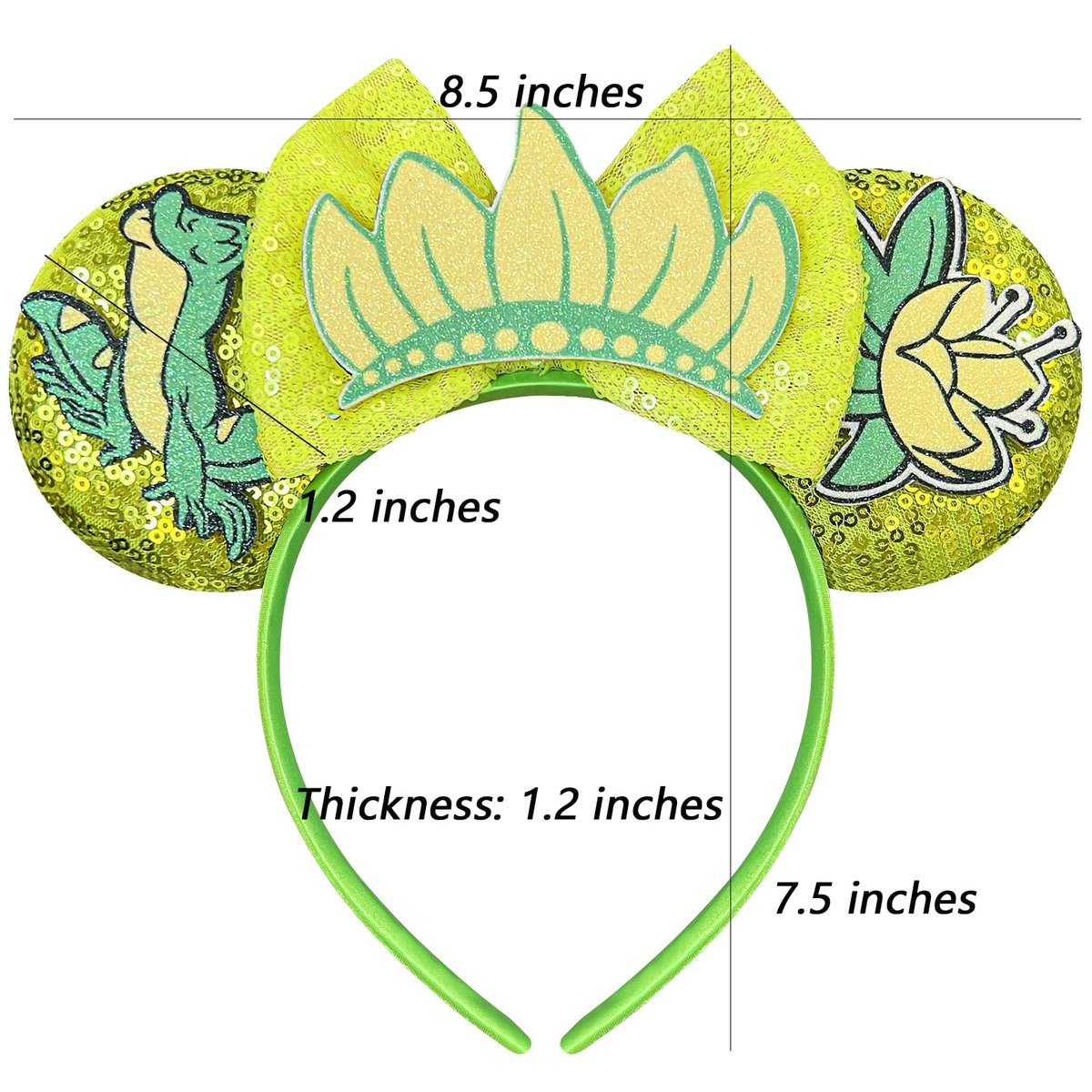 Bmobuo Princess Mouse Ears Headband for Women - Green Frog Mouse Ears for Adult Park Ears - görsel 3