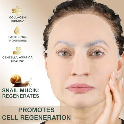 Setare Hydrating Sheet Masks with Snail Mucin, Collagen, Hyaluronic Acid & Premium Botanicals - 8 Pack