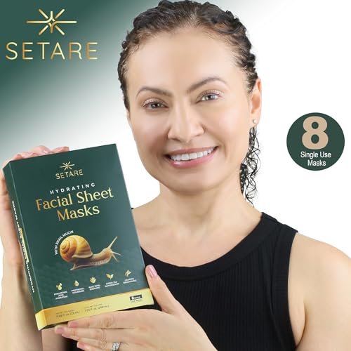 Setare Hydrating Sheet Masks with Snail Mucin, Collagen, Hyaluronic Acid & Premium Botanicals - 8 Pack - görsel 12