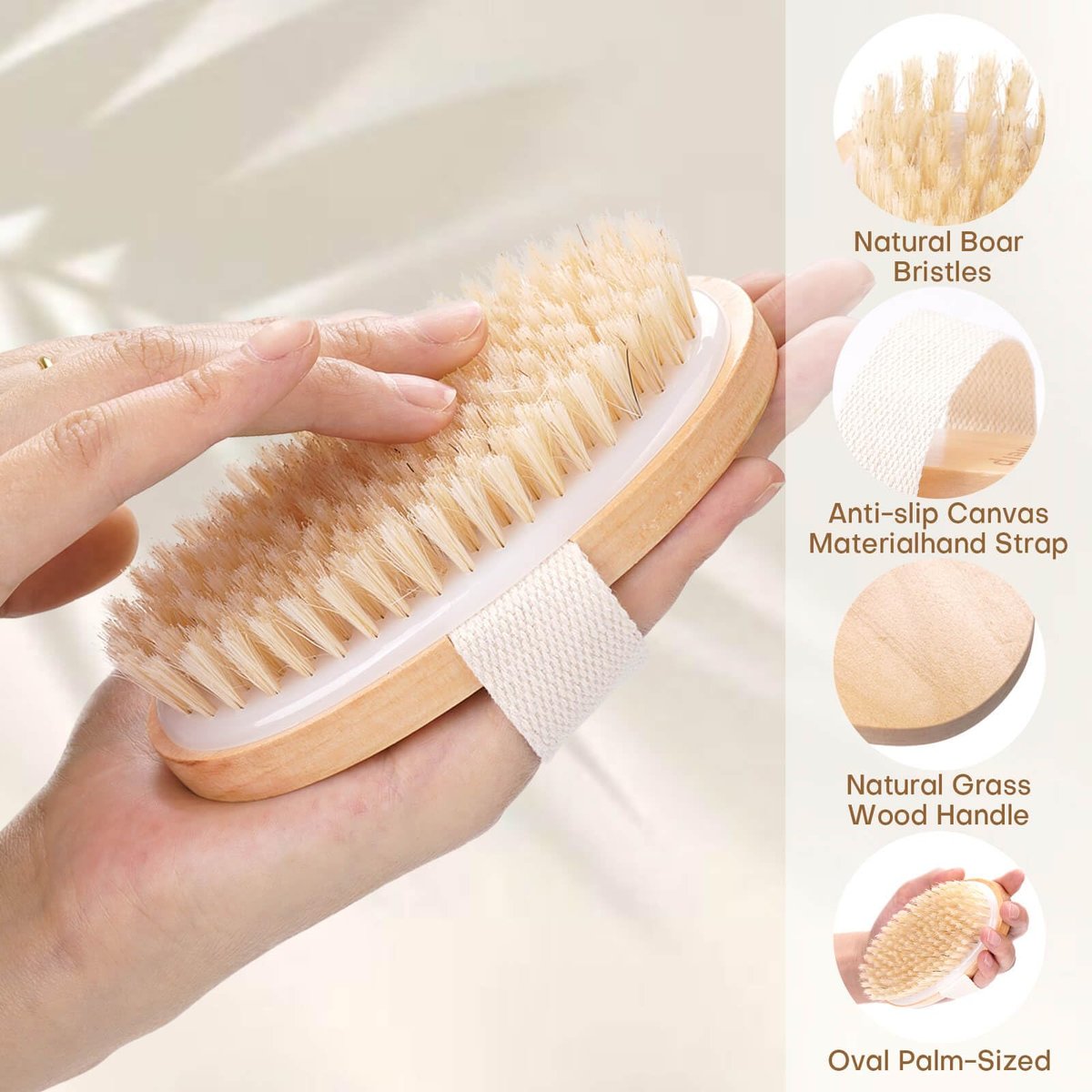 2 Pack Dry Brushing Body Brush - Natural Bristle Exfoliating Brush with Massage Nodes for Lymphatic Drainage, Cellulite Reduction, and Acne Relief - görsel 5